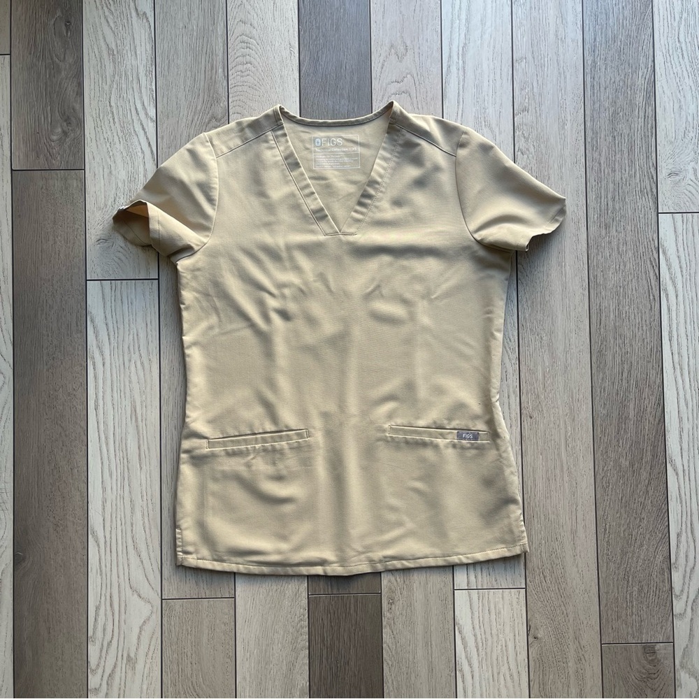 Figs Beige Short Sleeve Women's Scrub